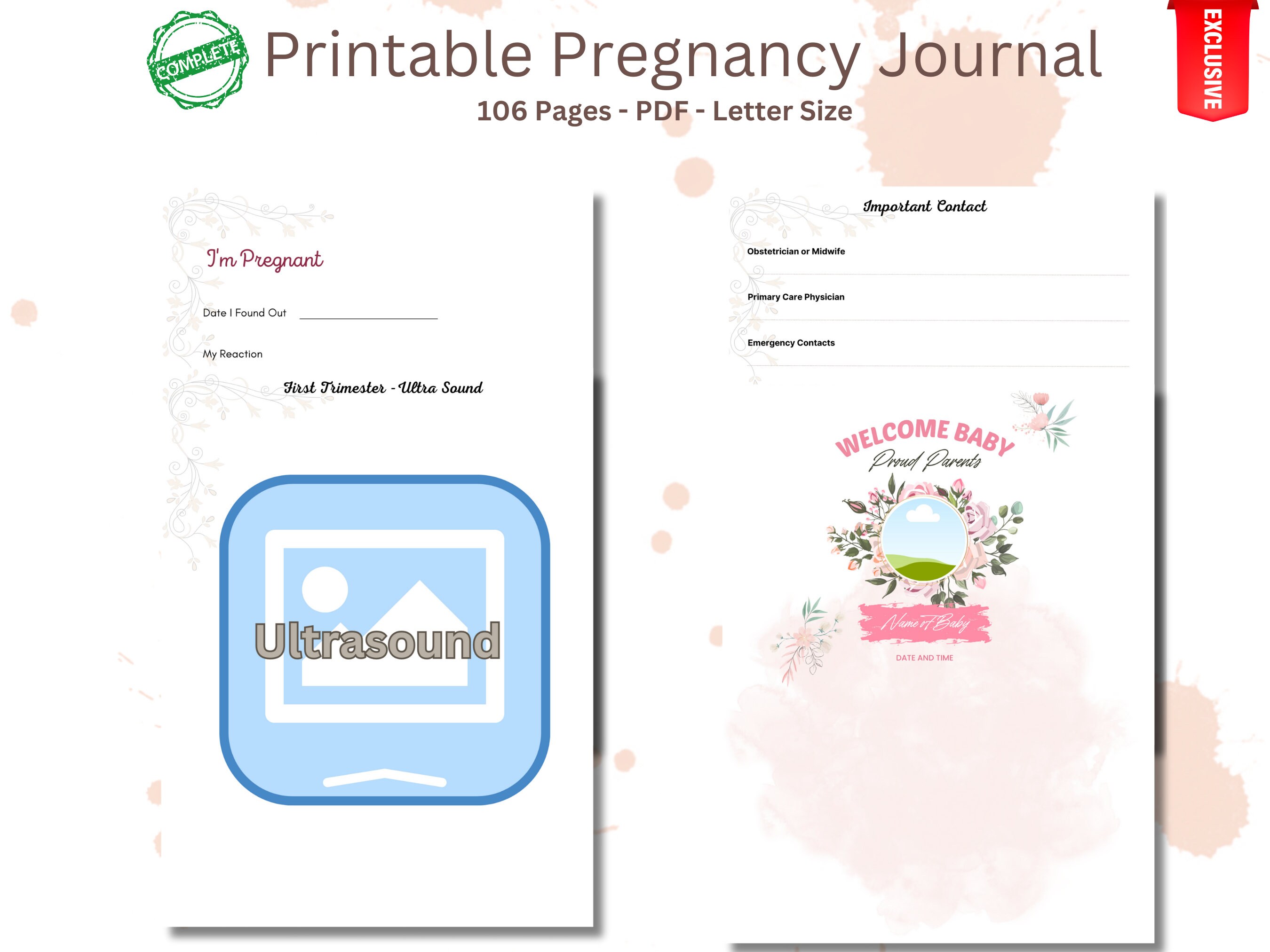 The Complete Pregnancy Journal, Printable Pregnancy Journal, Pregnancy ...