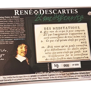 Authentisches Buchfragment von 1724 von Descartes in Acrylschutzhülle Wendepunkte Geschichte Philosophie Geschenk