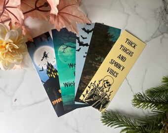 Spooky Halloween Bookmark Set | Witchy & Ghostly Bookmarks | Perfect Halloween Treat for Book Lovers | Laminated Finish