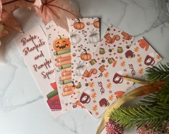 Cozy Fall Pastel Bookmark Set | Autumn Bookish Bookmarks | Perfect Gift for Book Lovers | 5-Pack or Individual | Laminated Finish