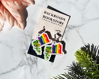 Subtiele Pride Flag-oorbellen | Leesgrage merchandise en boekenliefhebbercadeau | Oorbellen met boekthema | Literaire accessoires | LGBTQ+-accessoire