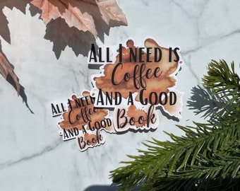 Coffee and a Good Book Sticker | Bookish Vinyl Sticker | Coffee Lover's Gift | Laptop & Kindle Decal | Cozy Reading Vibes