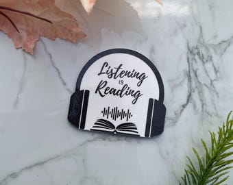 Listening is Reading Sticker | Celebrate Audiobooks | Waterproof Vinyl | Durable Bookish Decal for Laptops, Notebooks & More