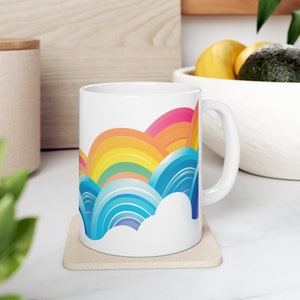 11oz Rainbow Mug, Rainbow Theme, Beautiful Mug, Pretty Mug, Rainbow Gift, Gift Mug, Friend Gift, Birthday Gift, Coffee Mug