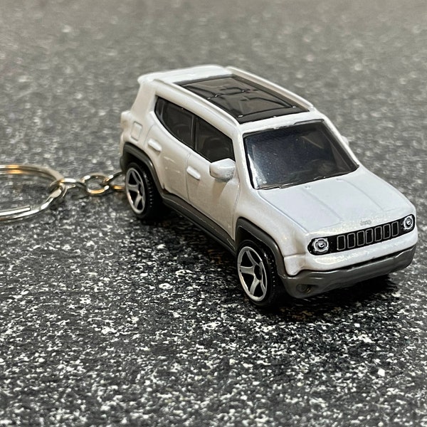 Fits Jeep Renegade 4x4 White Keychain Diecast Car Matchbox Hot Wheels