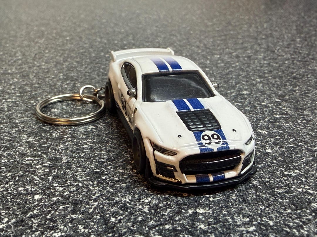 2020 Mustang GT500 Keychain White Blue Stripes Hot Wheels Matchbox S550 ...