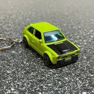1973 Honda Civic Custom Lime Green Keychain Hot Wheels Matchbox Diecast Car