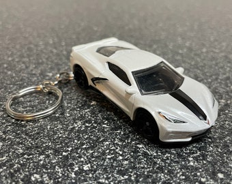 C8 Corvette Stingray White Keychain Hot Wheels Matchbox 2020