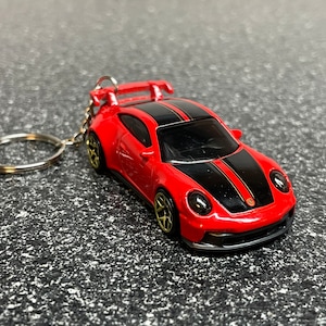 Fits Porsche 911 GT3 992 Red Keychain Hot Wheels Matchbox