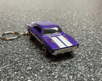 Fits 1969 Charger 500 Purple Keychain Diecast Car Matchbox Hot Wheels