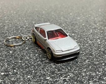 Honda CRX Silver Custom Keychain Hot Wheels Matchbox