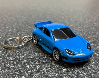 Fits Porsche 911 996 GT3RS Keychain Blue Hot Wheels Matchbox
