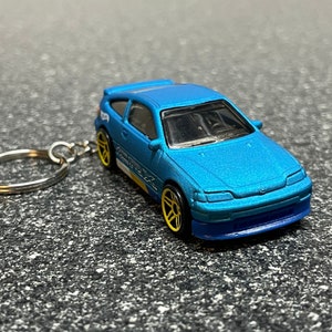 Honda CRX Blue Custom Keychain Hot Wheels Matchbox