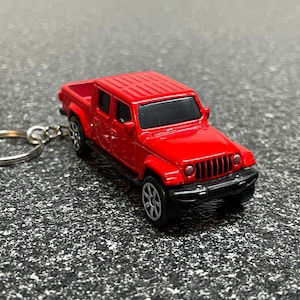 Fits Jeep Gladiator Truck Red Keychain Diecast Car Matchbox Hot Wheels