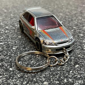 1999 Honda Civic Type-R Keychain Silver Hot Wheels Matchbox Type R