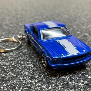 1965 Mustang GT Fastback Blue Keychain Diecast Hot Wheels Matchbox