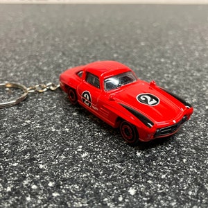 Mercedes Benz 300SL 300 SL Red Keychain Silver Hot Wheels Matchbox
