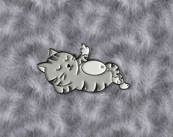 Middle Finger Cat Enamel Pin – Cheeky Humor Accessory
