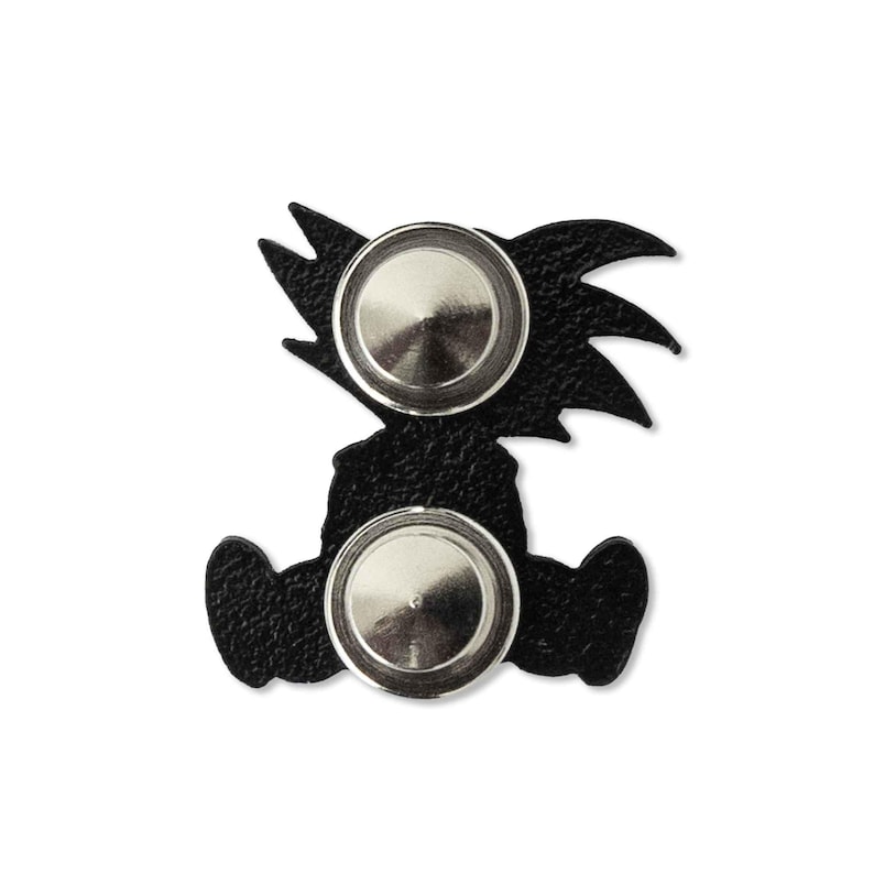 The back of an enamel pin with two locking backings.