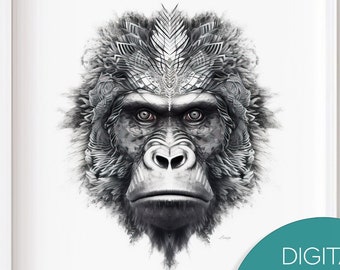Fractal Gorilla - Downloadable digital art for printing