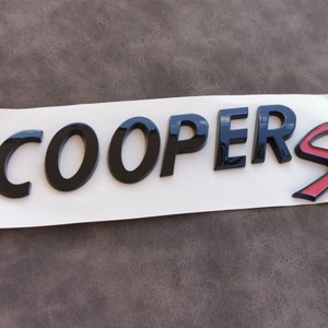 Cooper S Anagram Emblem for Mini Cooper Trunk Rear Lid Logo Accessory for Cars Gloss Black Color