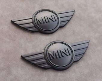 Set 2 Mini Cooper One Emblems 11.5x5cm Matte Black Logo Hood Trunk Badge R50 R52 R55 R56 R57 F54 F55 JCW Car Logo Accessory