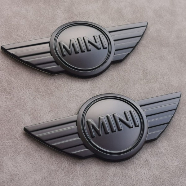 Set 2 Mini Cooper One Emblems 11.5x5cm Matte Black Logo Hood Trunk Badge R50 R52 R55 R56 R57 F54 F55 JCW Car Logo Accessory