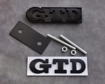 Set GTD Logo Grill + Kofferraumaufkleber Emblem Golf Polo Mk4 Mk5 Mk6 Mk7 Mattschwarze Farbe