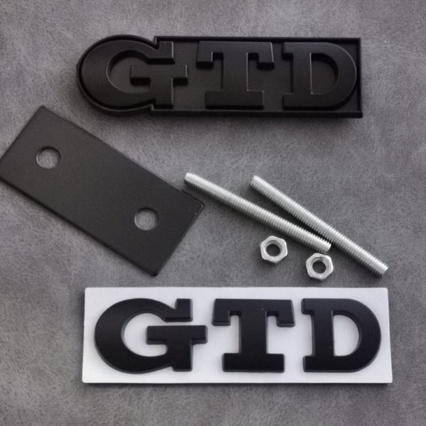 Set GTD Logo Grill Grille + Trunk Sticker Emblem Golf Polo Mk4 Mk5 Mk6 Mk7 Matte Black Color