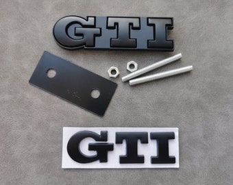 GTI-Logo-Grill-Set + Kofferraumaufkleber-Emblem Golf Polo Mk Mattschwarz