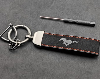 Llavero Mustang Tacto Piel Cuero Accesorio Coches Regalo Original Cumpleaños Navidad Aniversario para Hombre Mujer El Ella