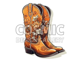 Western Cowgirl Boots - Digitaal bestand downloaden - SVG, PNG, JPG