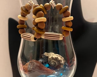 Wood and acrylic hoop earrings