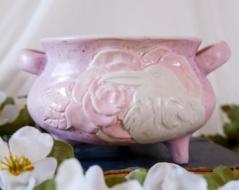 White Raven Cauldron: Porcelain Handcrafted Ritual Bowl/Soup Vessel