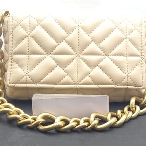 Zara Quilted Chain Strap Bag - Cream