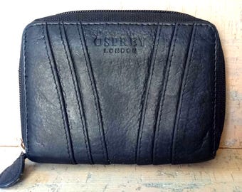 Vintage Osprey London Small Black Leather Purse