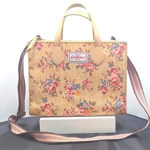 Cath Kidston Kingswood Rose Bag: Top Handle Crossbody, PVC Coated Cotton