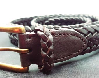 Dark Brown Braided Leather Belt