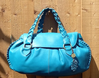 Vintage Modalu London Turquoise Leather Grab Bag