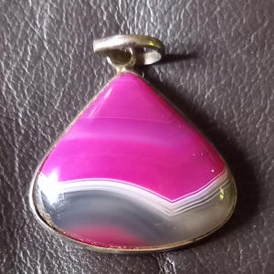 Vintage Pink Botswana Agate Pendant: Sterling Silver Gemstone