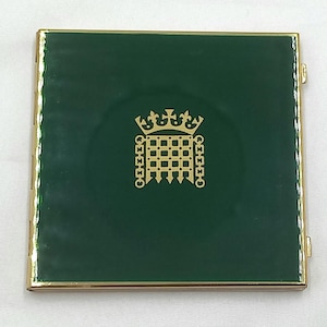 Vintage Stratton Houses of Parliament Square Mirror Compact in Original Pouch