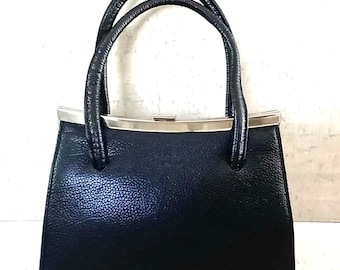Vintage Osprey London Ladies Black Leather Classic Style Handbag