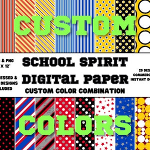 Digital Paper • School Spirit • CUSTOM COLOR • Plain and Distressed Designs • Scrapbook Paper