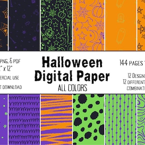 Halloween Digital Papers • Seamless • Backgrounds • 12x12 Scrapbook Papers