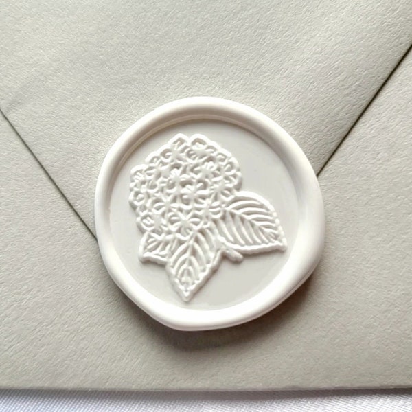 Hydrangea flower wax Seals, self adhesive sticker for wedding invitations, Floral wax seal, premade seals, envelope seal