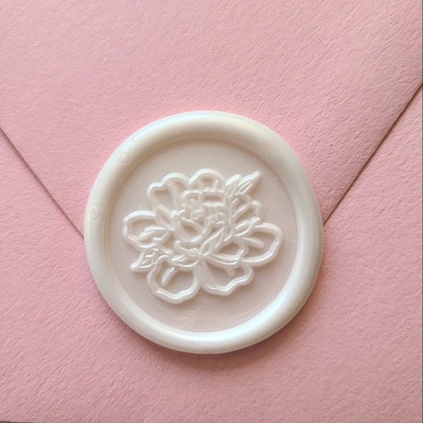 Peony Flower Wax Seal Stickers, self adhesive Envelope Seal, wedding invitations wax seal, premade seals, Floral wax seal, Bloom, Handmade