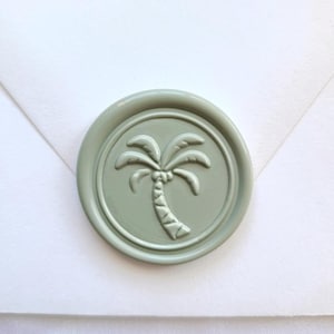Palm Tree Wax Seal stickers, Tropical Self Adhesive Envelope seal, wedding Invitations, Beach, Hawaiian Island seal