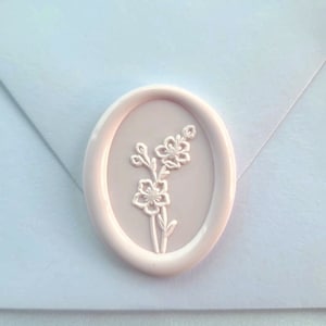 Oval Floral wax Seal, self adhesive sticker for wedding invitations, Cherry Blossom wax seal, oval shaped, premade seals, envelope seal