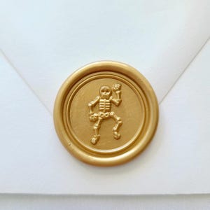 Skeleton wax Seal Stickers, Envelope seal, Halloween Wax Seal, spooky, Dancing Skeleton wax seal stamp