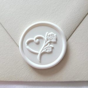 Floral Heart Wax Seal sticker, Envelope Seal, wedding invitation seal, Ornamental Romantic wax seal stamp design